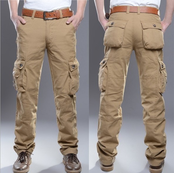 100% cotton six pockets' zipped custom wholesale  men's trousers cargo pants used multi pocket cargo pants for men