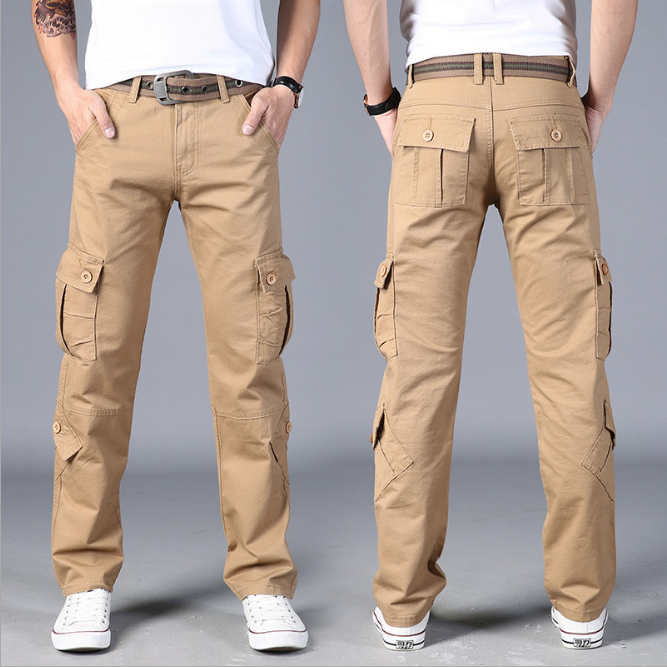 Men Trousers Training Sports Six Pocket Khaki Cotton Work Wholesale Casual men cargo pants With Side Pocket