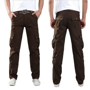 Men Trousers Training Sports Six Pocket Khaki Cotton Work Wholesale Casual men cargo pants With Side Pocket