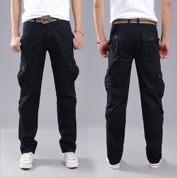 100% cotton six pockets' zipped custom wholesale  men's trousers cargo pants used multi pocket cargo pants for men