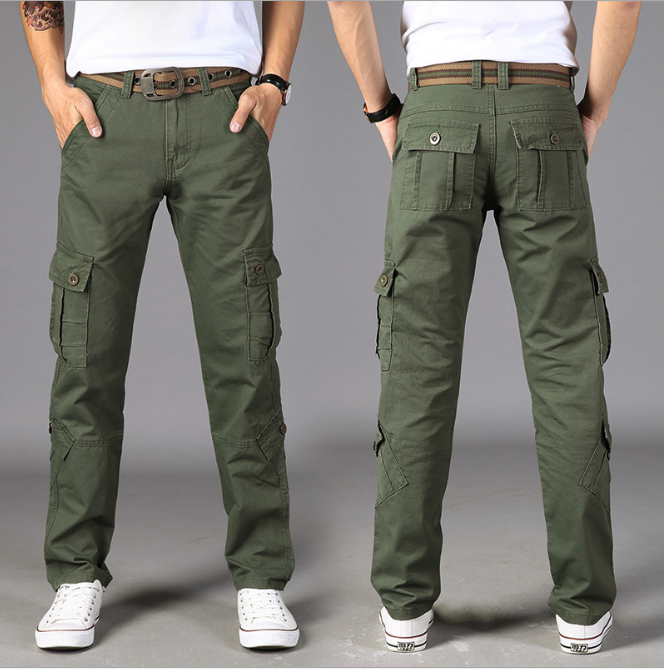 Men Trousers Training Sports Six Pocket Khaki Cotton Work Wholesale Casual men cargo pants With Side Pocket