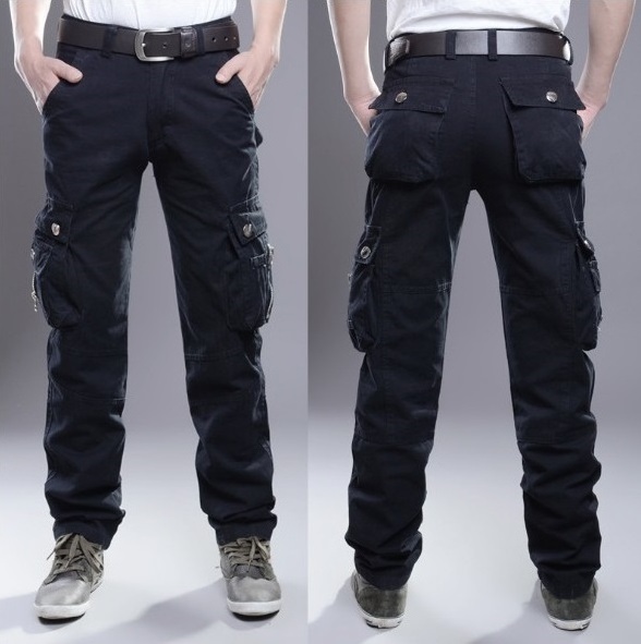 100% cotton six pockets' zipped custom wholesale  men's trousers cargo pants used multi pocket cargo pants for men