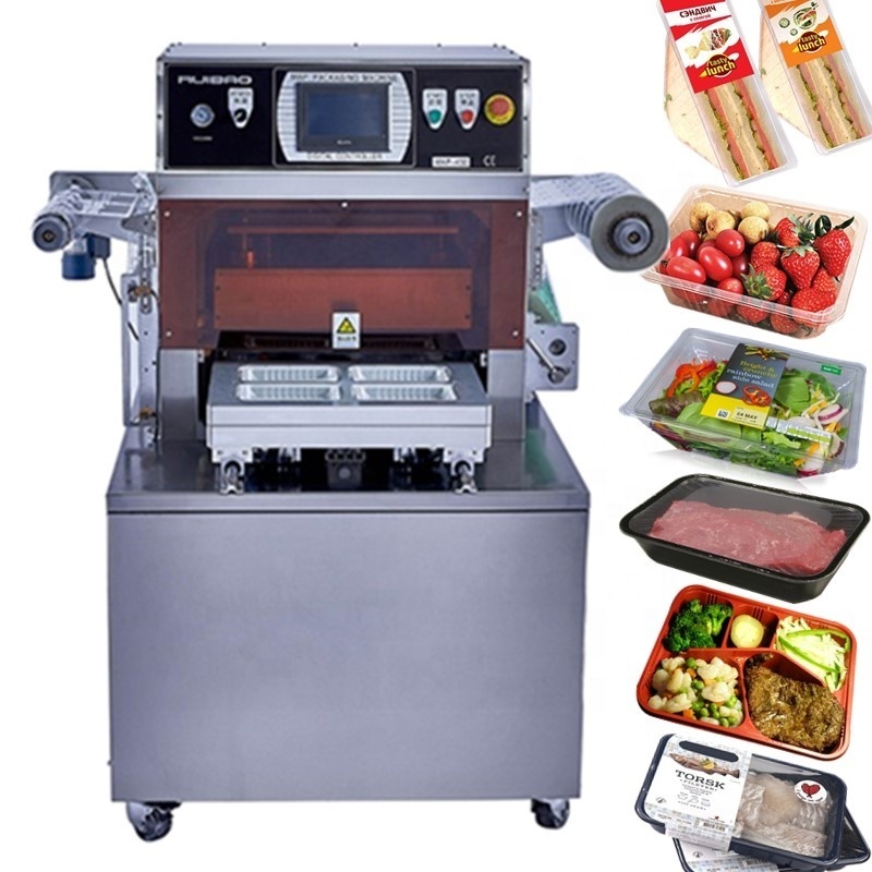 automatic MAP tray sealer machine nitrogen fill vacuum tray packing machine modified atmosphere tray sealing machine