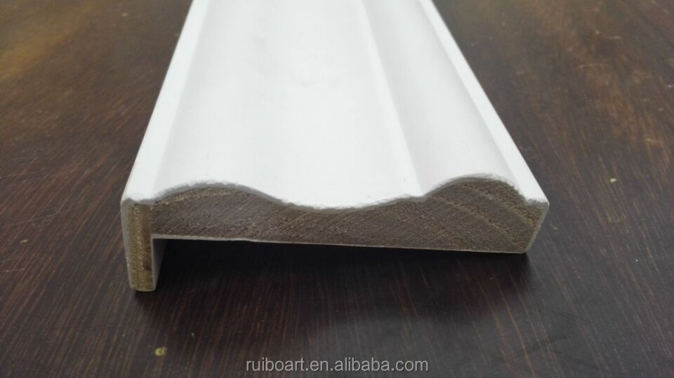 white gesso coated Primed finger joint wood door jamb door casing architraves moulding