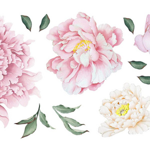 Peony Flowers Wall Decals Garden Flowers Peel and Stick Removable Stickers