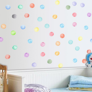 Watercolor Rainbow Polka Dot Decals Sticker - Reusable Decal  Nursery Decor, Kids Room Decal, Rainbow Decor