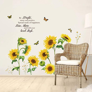 Sunflower Butterfly Wall Decals Garden Flower Wall Stickers Bedroom Living Room TV Wall Art Decor