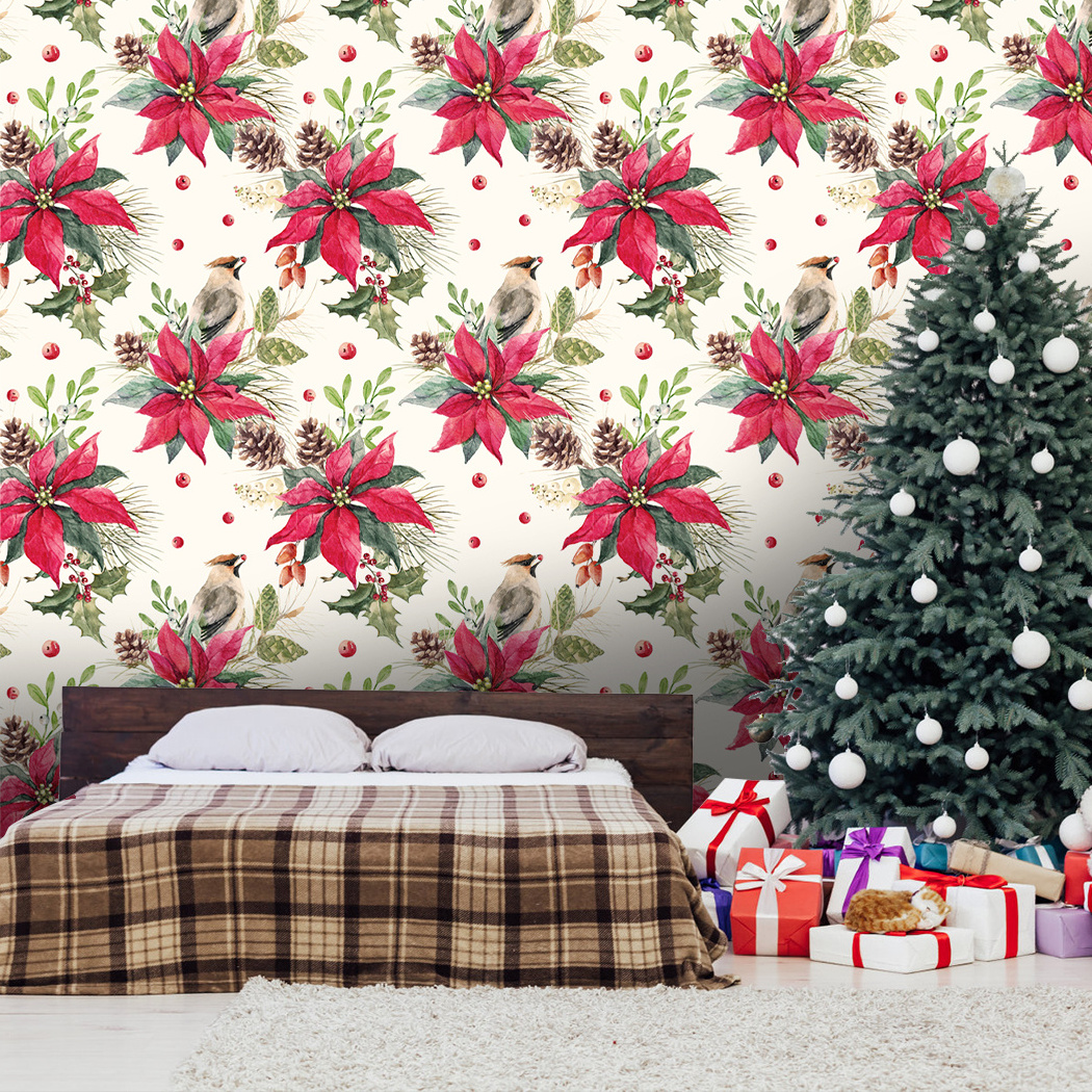 Winter Holiday Christmas Papers Christmas Decal Festive Season Peel and Stick Wallpaper