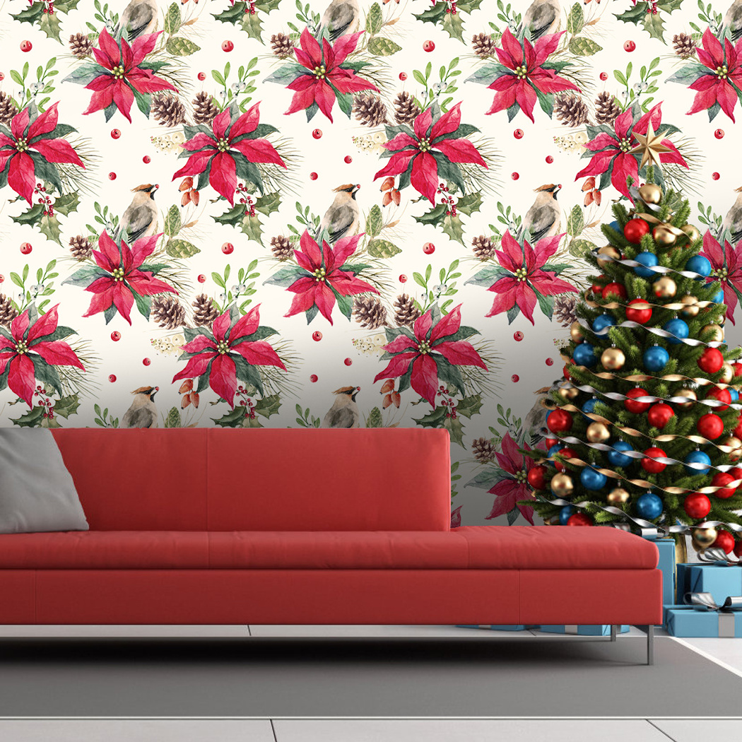 Winter Holiday Christmas Papers Christmas Decal Festive Season Peel and Stick Wallpaper