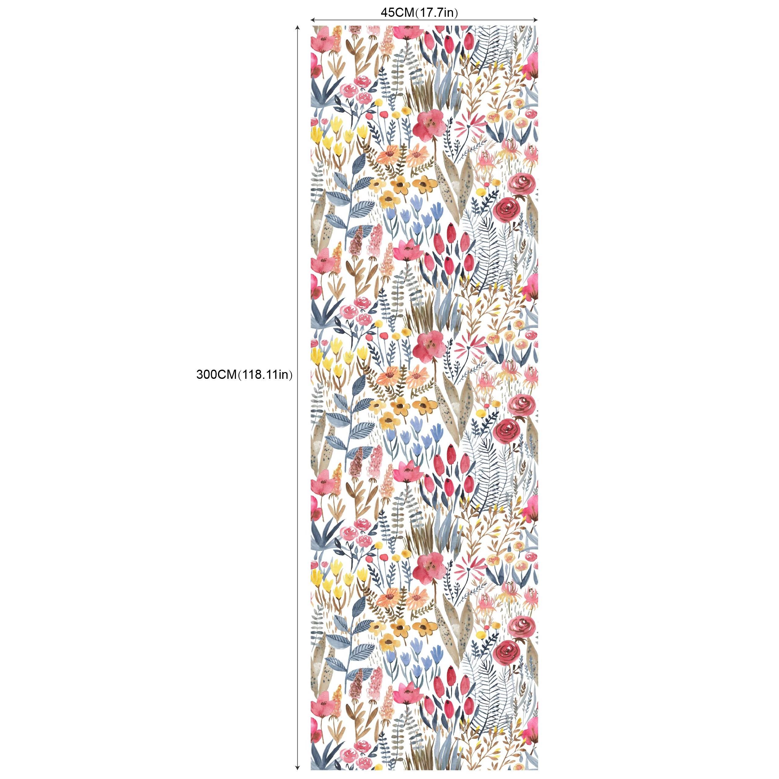 Floral Peel & Stick Wallpaper Vinyl Flower Wallpaper Home Decoration Peel and Stick Wallpaper for Bedroom Kitchen Furniture