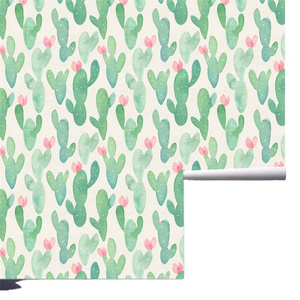 Cactus Plant Peel and Stick Wallpaper Removable for Lockers Green Pink Vinyl Self Adhesive Decorative 17.7in x 9.8ft