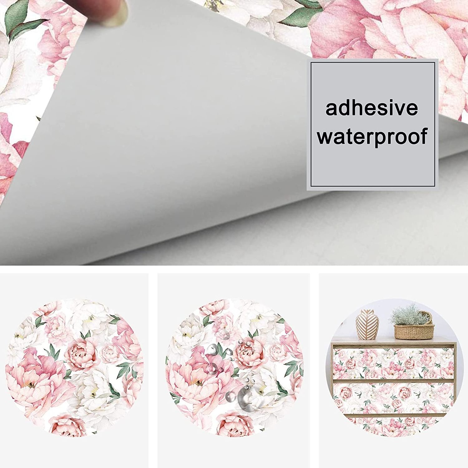 Floral Wallpaper/Wall Coating Peel and Stick Self Adhesive Removable Watercolor Floral Vinyl Flower Contact Paper for Home