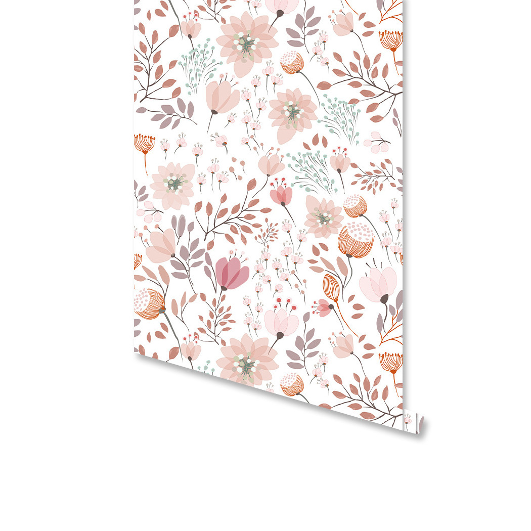 Watercolor Flower Botanical Wallpaper Peel and Stick Flower Wallpaper Removable Botanical Floral Wallpaper