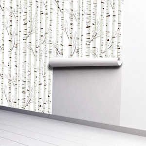 Wall Minimalist Neutral Birch Tree Peel and Stick Wallpaper Self-Adhesive Removable Wall Mural Wall Decor