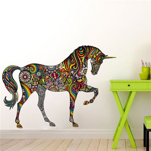 Rainbow Unicorn Wall Decal - Colorful Peel & Stick Unicorn Wall Sticker