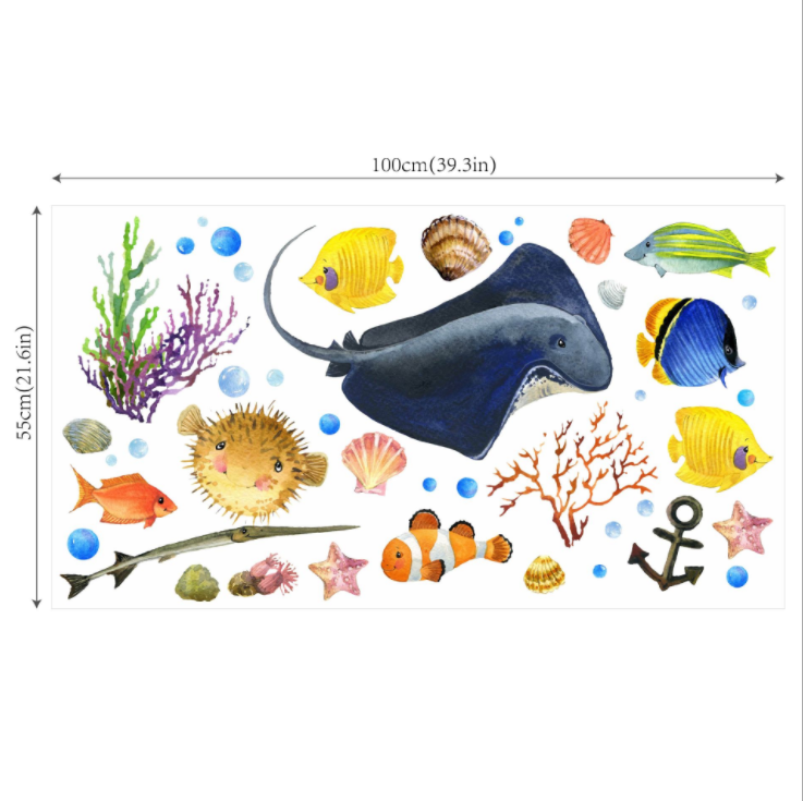 Fish Wall Baby Room Sticker Decals -  Underwater Oceanic sea creatur wall decor stickers