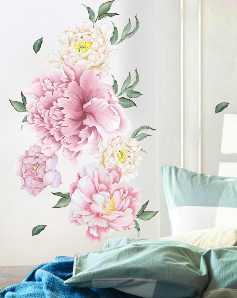 Peony Flowers Wall Decals Garden Flowers Peel and Stick Removable Stickers