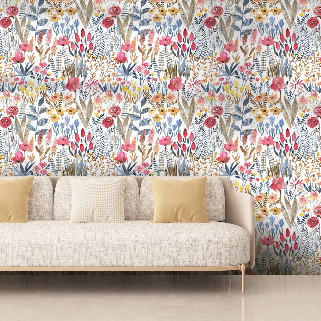 Floral Peel & Stick Wallpaper Vinyl Flower Wallpaper Home Decoration Peel and Stick Wallpaper for Bedroom Kitchen Furniture