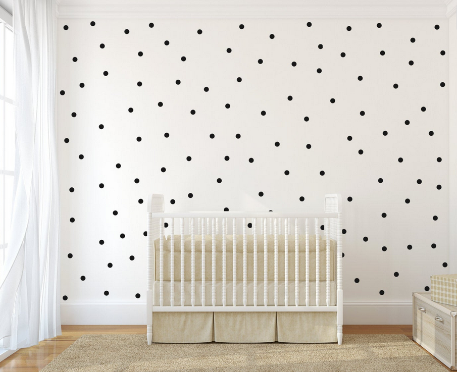 Small polka dot vinyl wall sticker decal art decor nursery wall decal - small black polka dots