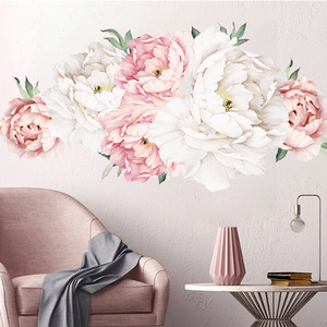 Removable Peony Flower Wall Stickers Bedroom Decal Flower Wall Sticker Home Decor for Kid Room