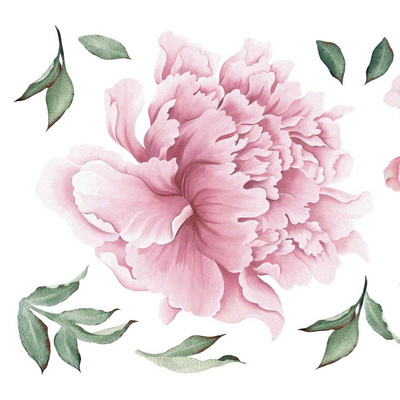 Peony Flowers Wall Sticker Waterproof PVC Wall Decals for Living Room Bedroom Kitchen Playroom Nursery Room