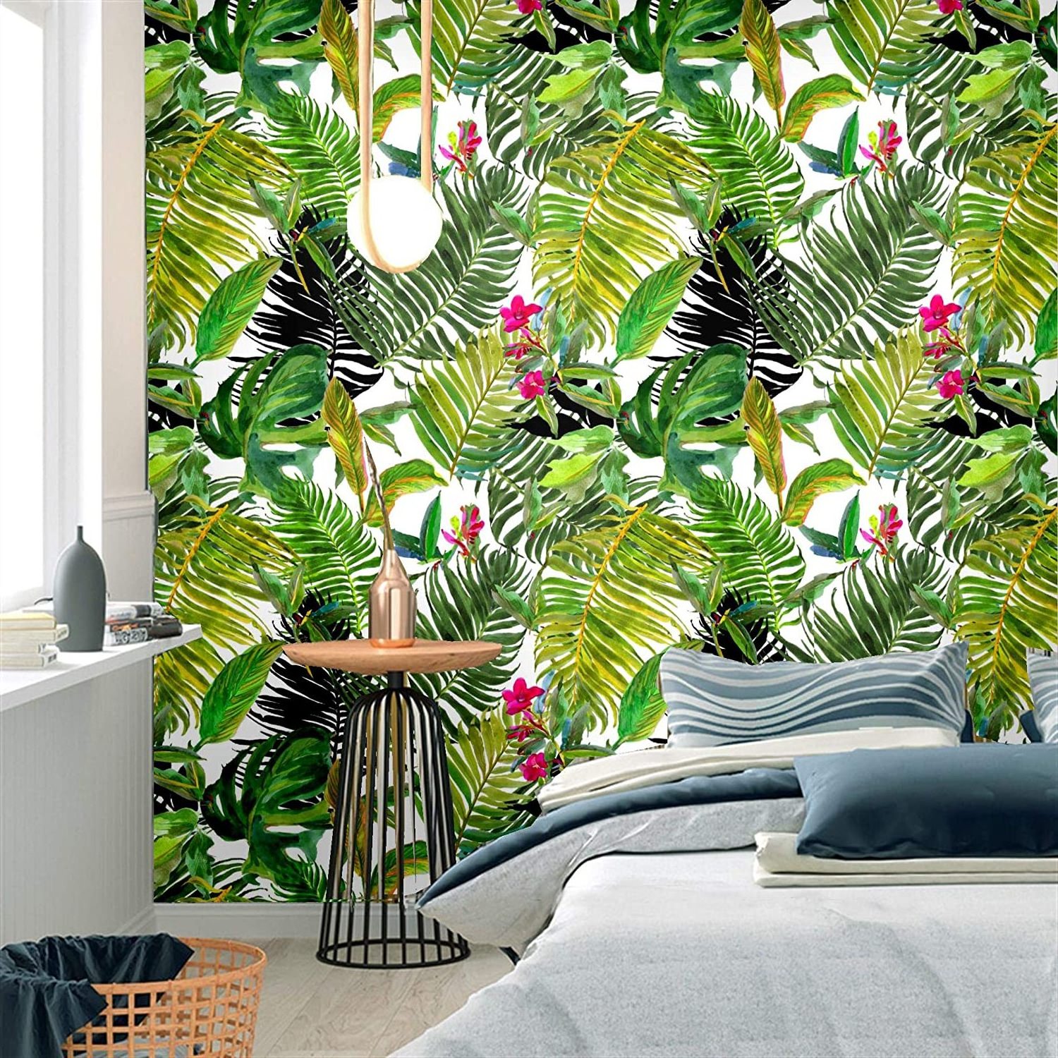 Peel and Stick Removable Leaf Self-Adhesive Wallpaper Wall Mural Leaf Floral Home Nursery Boho Decoration