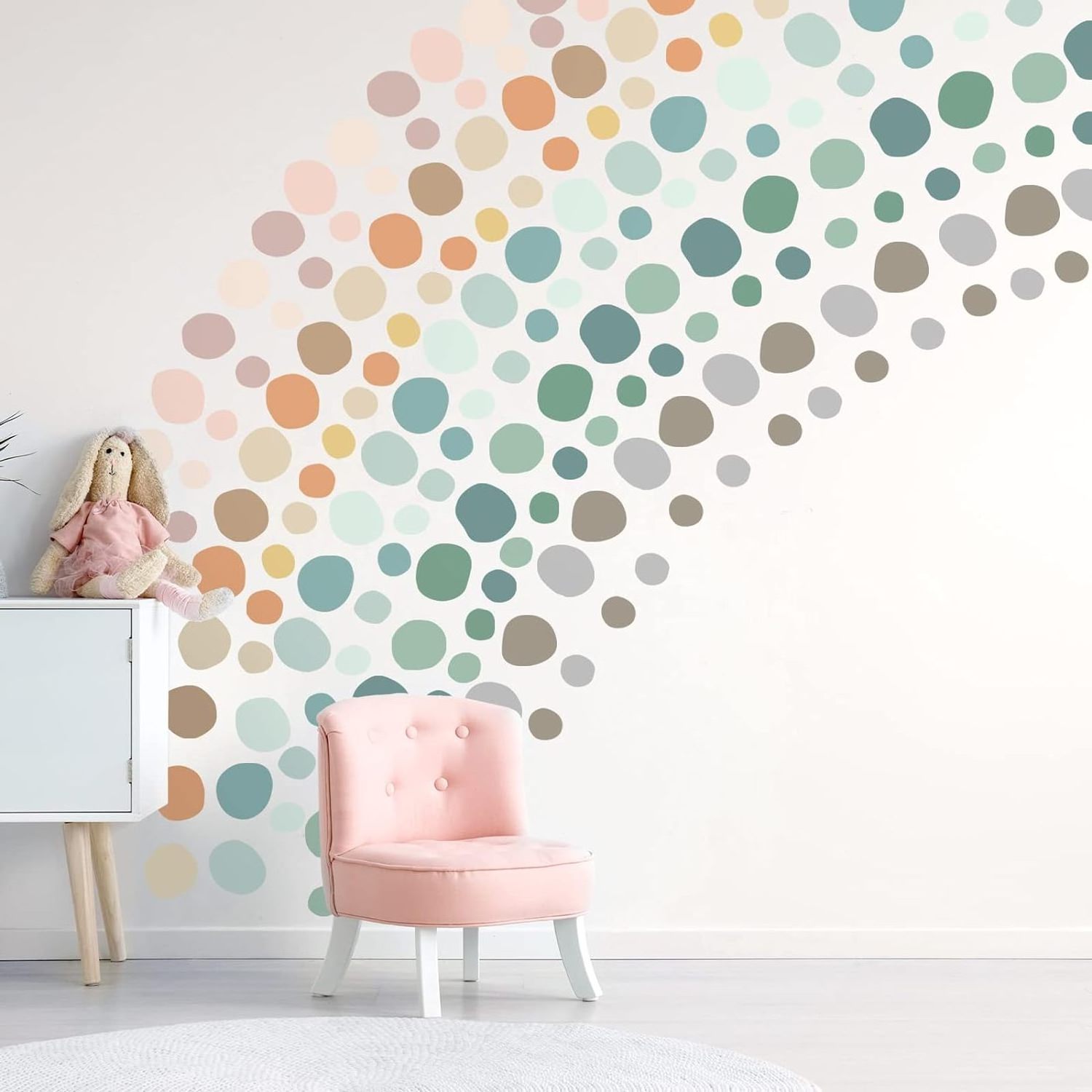 Polka Dots Wall Decal Boho Rainbow Wall Sticker Wallpaper Boho Vinyl Removable Art Sticker