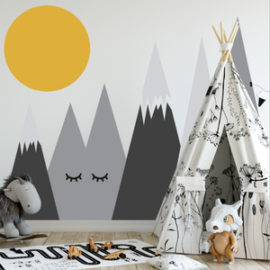 Mountains Woodland Baby Nursery Wall Decal,Nursery Decor Removable Wall Decal Sticker for Kids Room Nursery