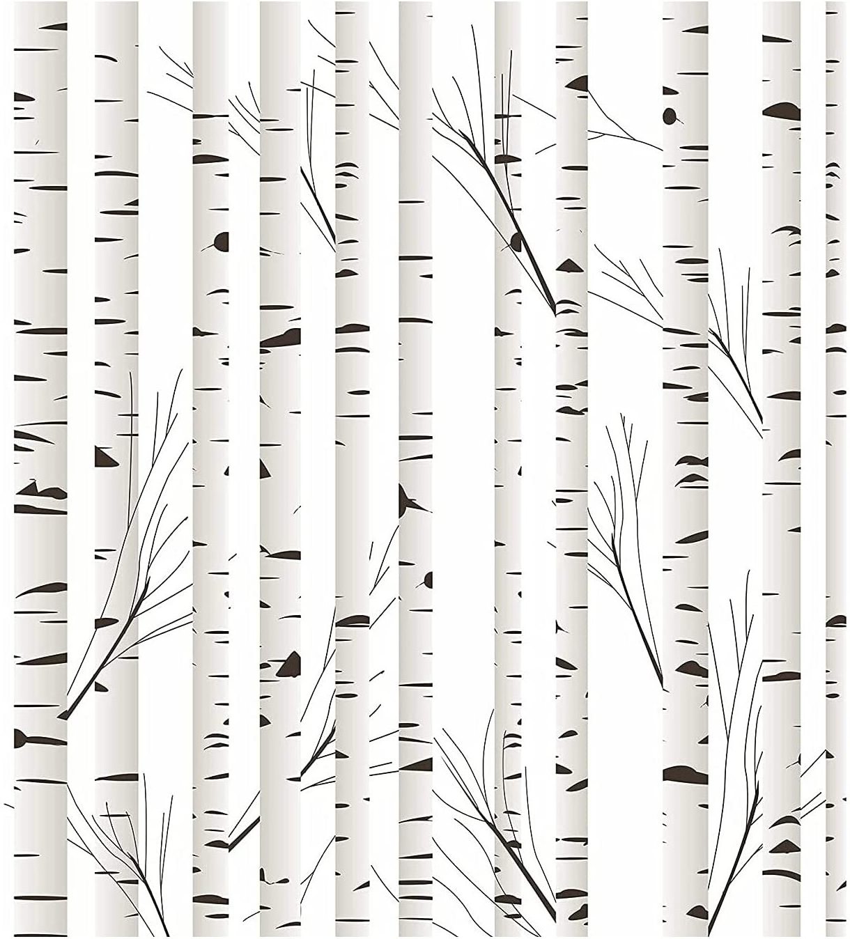 Wall Minimalist Neutral Birch Tree Peel and Stick Wallpaper Self-Adhesive Removable Wall Mural Wall Decor