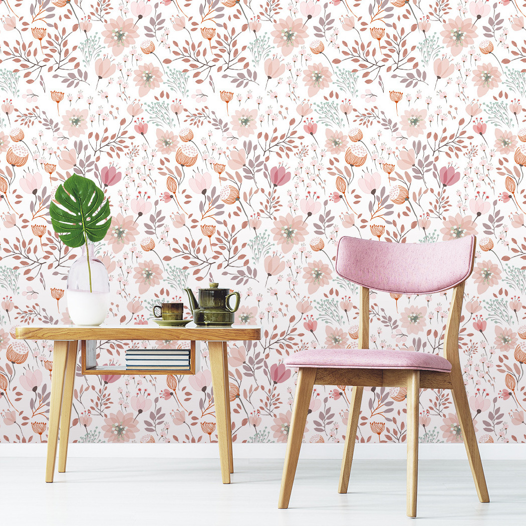 Watercolor Flower Botanical Wallpaper Peel and Stick Flower Wallpaper Removable Botanical Floral Wallpaper