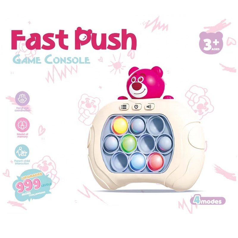 2024 New Fast Push Game Console Popit Electronic Popping Game Electronic Light Up Whack a Mole Quick Push Game