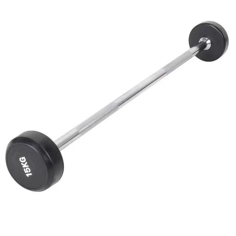 China wholesale fitness equipment different weight fixed straight EZ curl rubber barbell RUIBU-5015