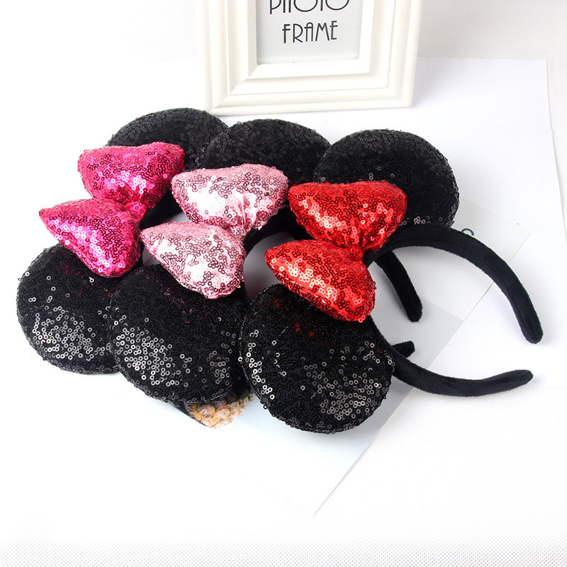 Hair Bows Sequins Mouse Ears Big Bows Headband for Kids HairbandBaby For Girl  DIY Hair Accessories Party Headwear