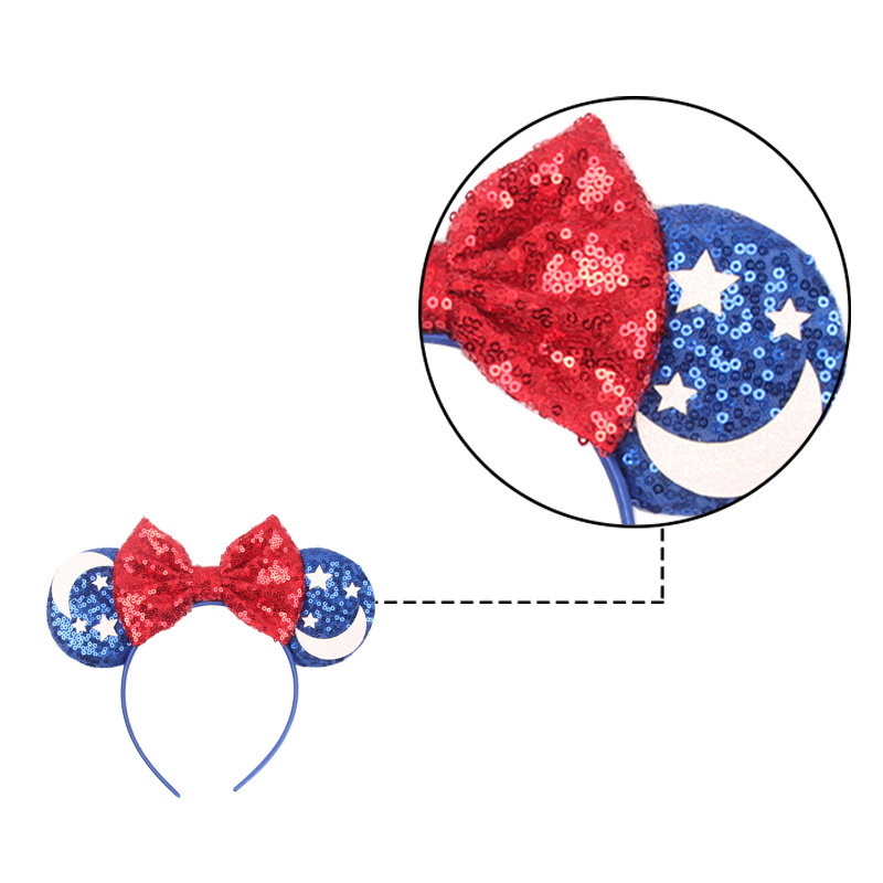 Fashion Mouse Cartoon Ears Headband Star Moon Mouse Ears Party Leopard Hairband Kids Sequin Bow Female Hair Accessories