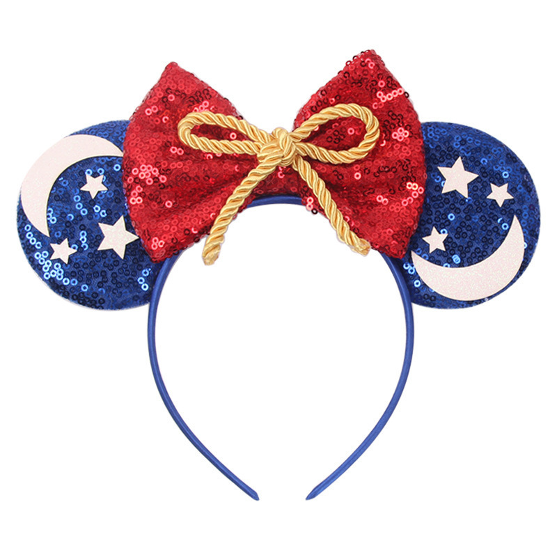 Fashion Mouse Cartoon Ears Headband Star Moon Mouse Ears Party Leopard Hairband Kids Sequin Bow Female Hair Accessories