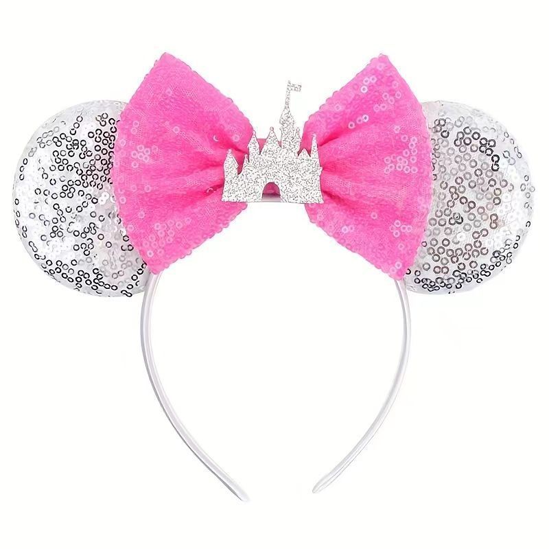 Castle Fireworks Mouse Ear Headband for Adults Women Bows Hair Accessories Aladdin Hairbands Kid Girls Party Gifts