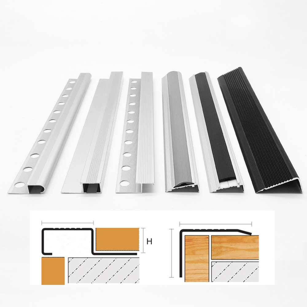 Solid Laminate Flooring Metal Edging Safety Cover Anti Rubber Staircase Non Slip Outdoor Treads Aluminium Stair Nosing