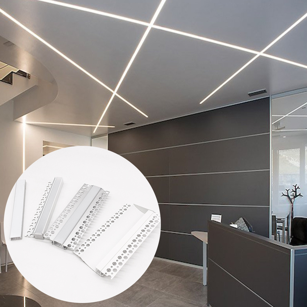 Waterproof Ceiling Light Led Strip Channel Extrusion Recessed Drywall Profile