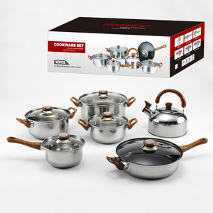 Stainless Steel Cookware Sets Nonstick Fry Pan Milk Pot With Glass Lid Kettle stainless steel cooking pot set