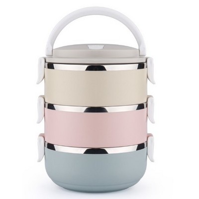 Stainless Steel 304 Round  Lunch Tiffin Box Thermal Stackable Lunchbox Keep Food Warm Tiffin Box For School