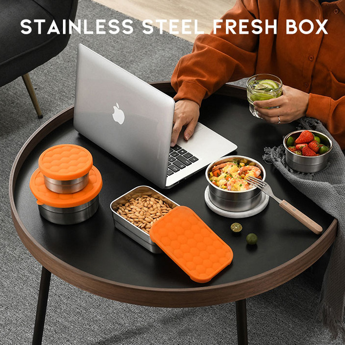 New design sealed stainless steel food storage container sealed 304 metal lunch box hot sale