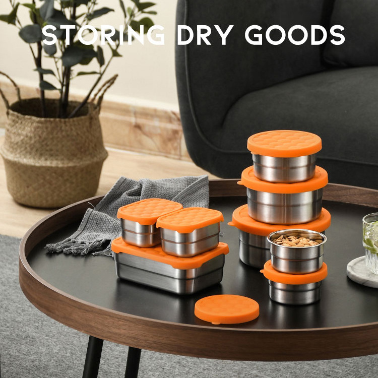 New design sealed stainless steel food storage container sealed 304 metal lunch box hot sale