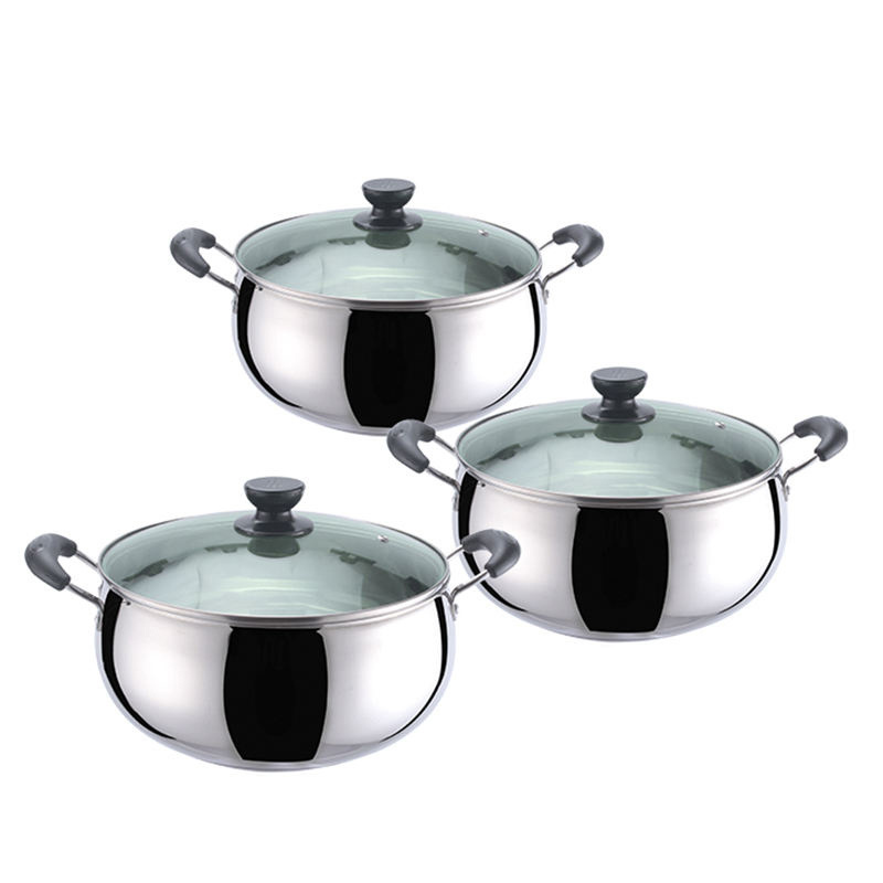 Cookware Sets Muti-size Stainless Steel Pot Double Handle Cookware Set