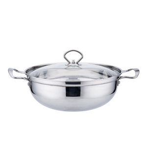 Compound bottom soup pot thickened 304 Stainless Steel Hot Pot Stock Pot With Glass Lid