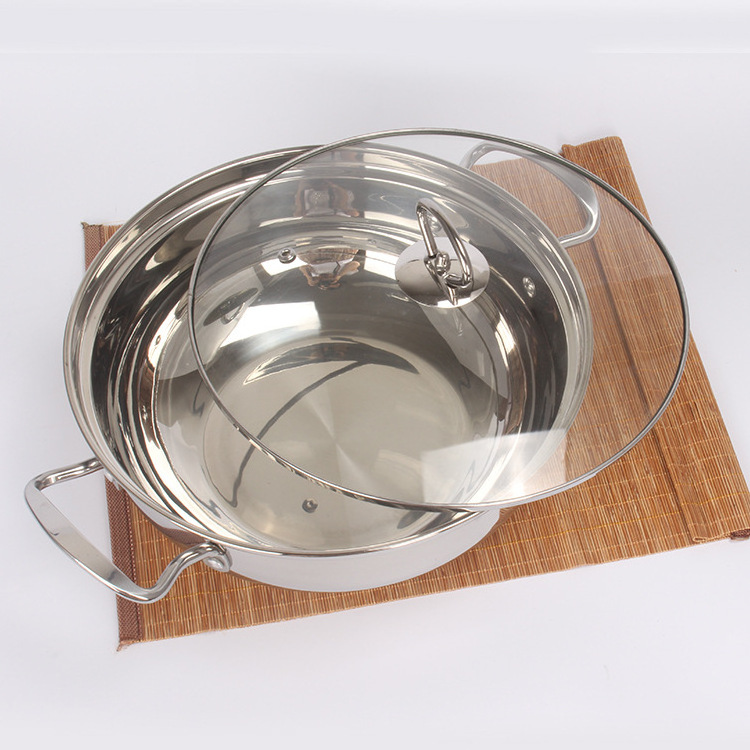 Compound bottom soup pot thickened 304 Stainless Steel Hot Pot Stock Pot With Glass Lid