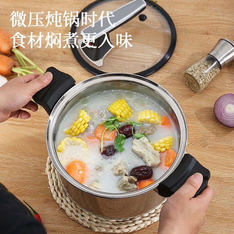 New Style 304 Stainless Steel Trilaminar Steel Multi-function Soup Pot Micropressure Cookers Quick Simmering Low Pressure Pot