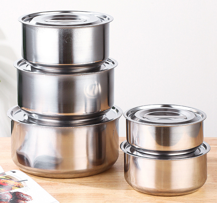 Wholesale Multi-Function 3/5PCS Stainless Steel Food container Cooking Basin Cookware Set Cooking Soup & Stock Pots