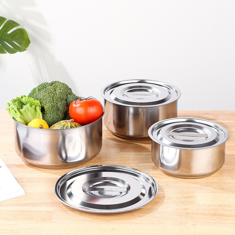 Wholesale Multi-Function 3/5PCS Stainless Steel Food container Cooking Basin Cookware Set Cooking Soup & Stock Pots