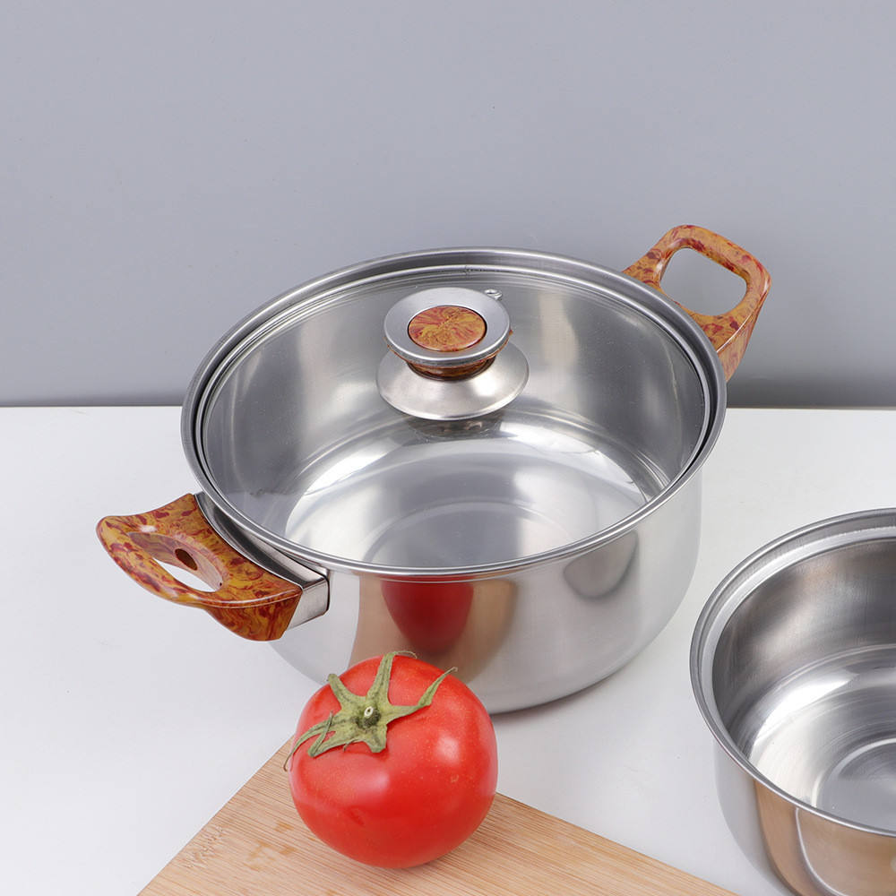 Stainless Steel Cookware Sets Nonstick Fry Pan Milk Pot With Glass Lid Kettle stainless steel cooking pot set