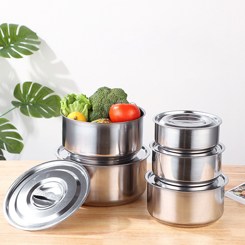 Wholesale Multi-Function 3/5PCS Stainless Steel Food container Cooking Basin Cookware Set Cooking Soup & Stock Pots